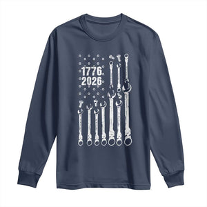 Patriotic Mechanic Gift Long Sleeve Shirt American Flag Automotive Lover TS12 Navy Print Your Wear