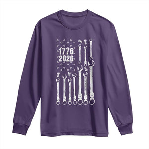Patriotic Mechanic Gift Long Sleeve Shirt American Flag Automotive Lover TS12 Purple Print Your Wear