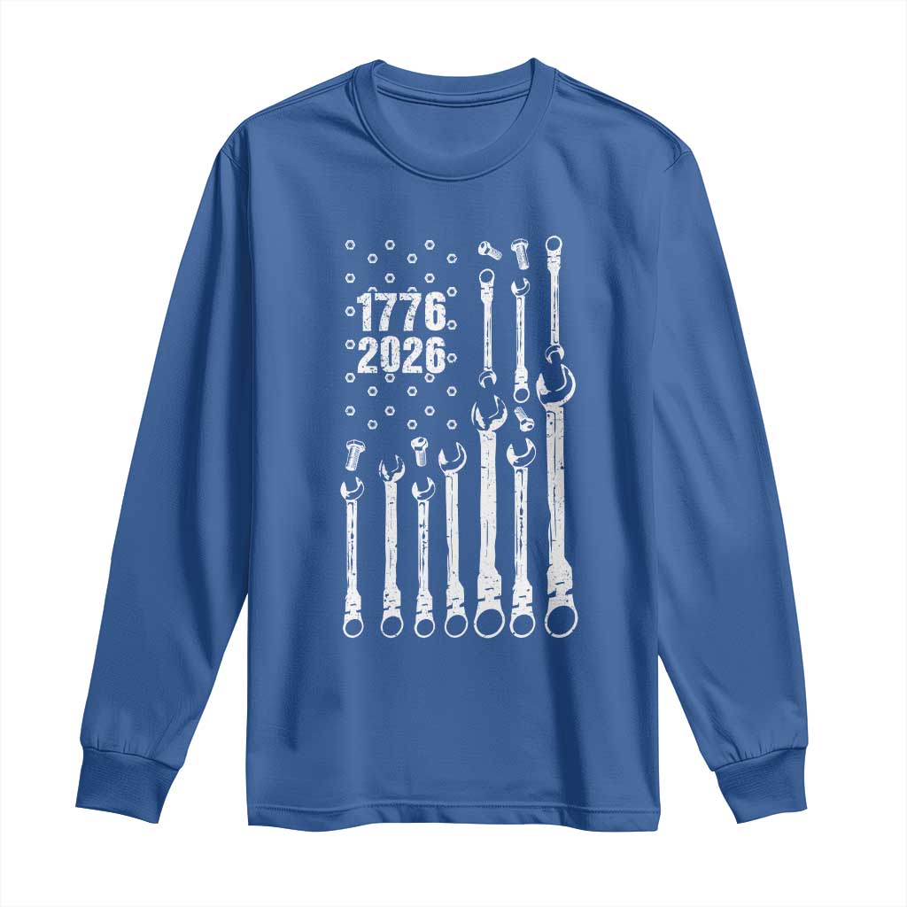 Patriotic Mechanic Gift Long Sleeve Shirt American Flag Automotive Lover TS12 Royal Blue Print Your Wear