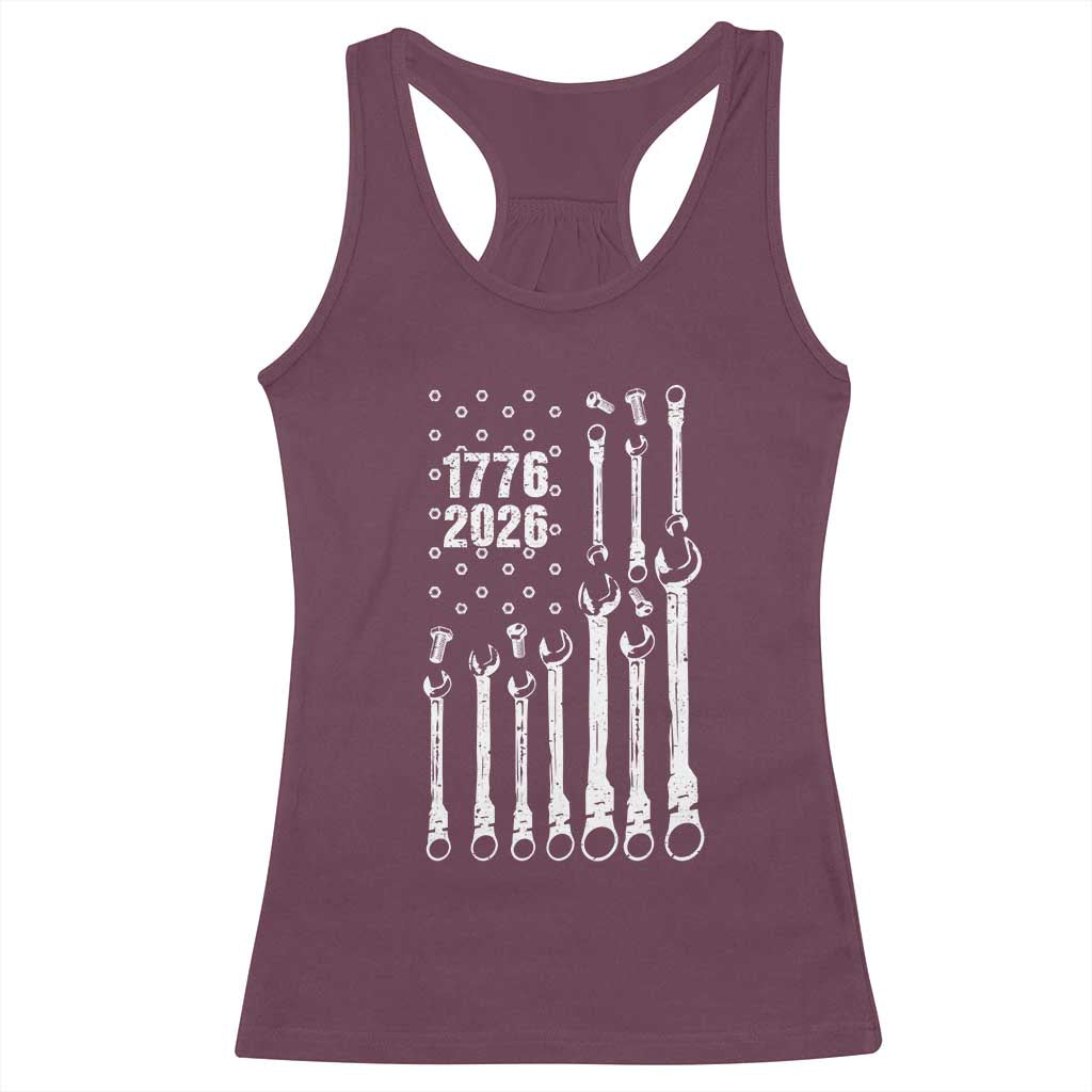 Patriotic Mechanic Gift Racerback Tank Top American Flag Automotive Lover TS12 Maroon Print Your Wear