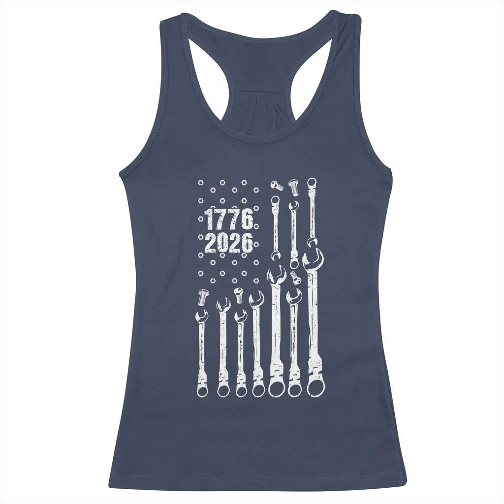 Patriotic Mechanic Gift Racerback Tank Top American Flag Automotive Lover TS12 Navy Print Your Wear