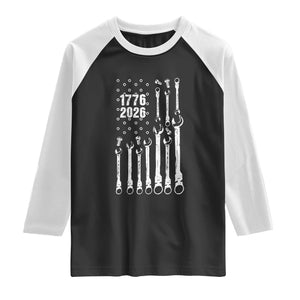 Patriotic Mechanic Gift Raglan Shirt American Flag Automotive Lover TS12 Black White Print Your Wear