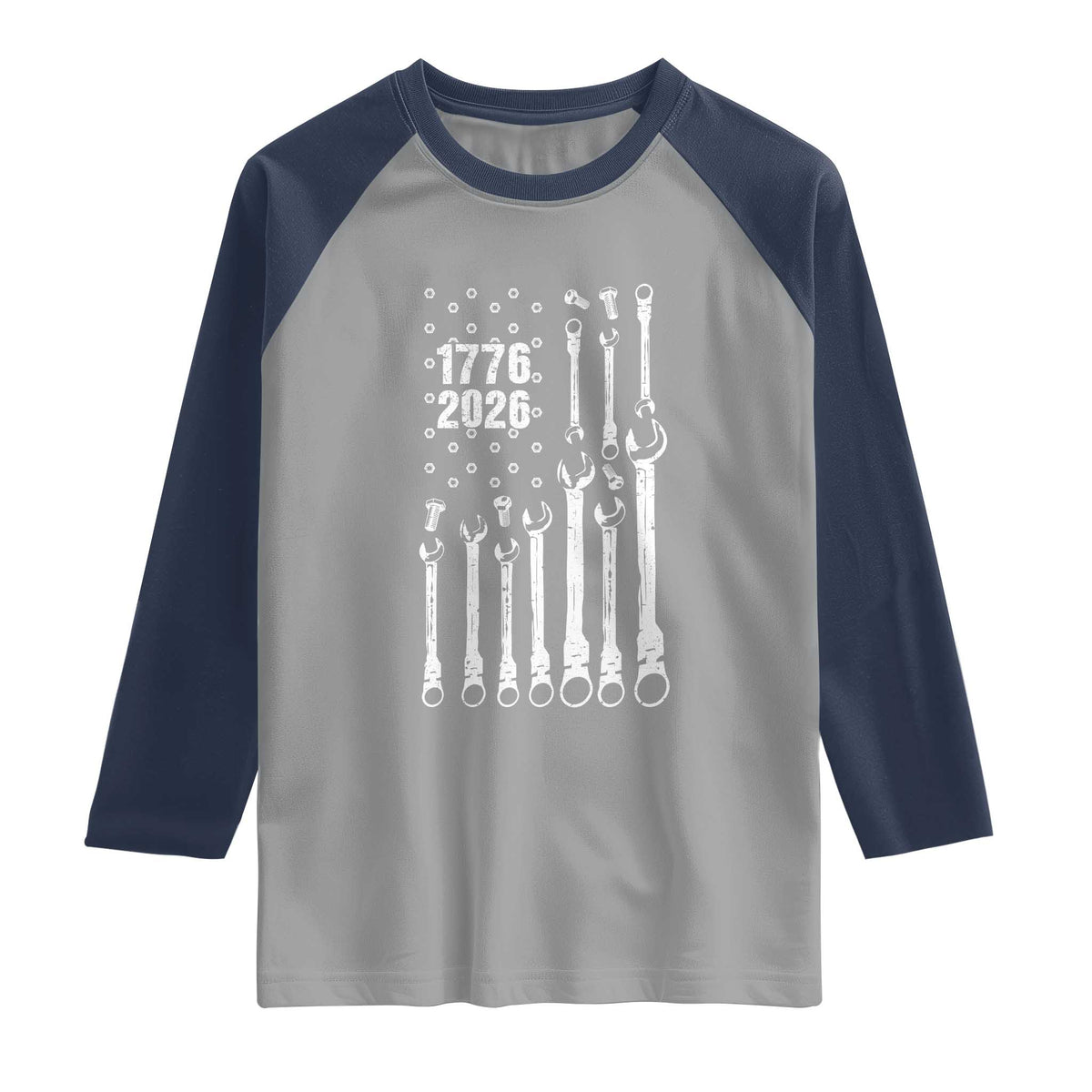 Patriotic Mechanic Gift Raglan Shirt American Flag Automotive Lover TS12 Sport Gray Navy Print Your Wear