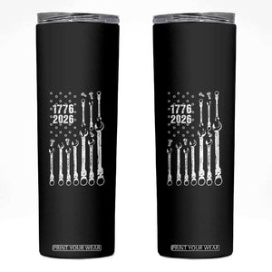 Patriotic Mechanic Gift Skinny Tumbler American Flag Automotive Lover TS12 Black Print Your Wear