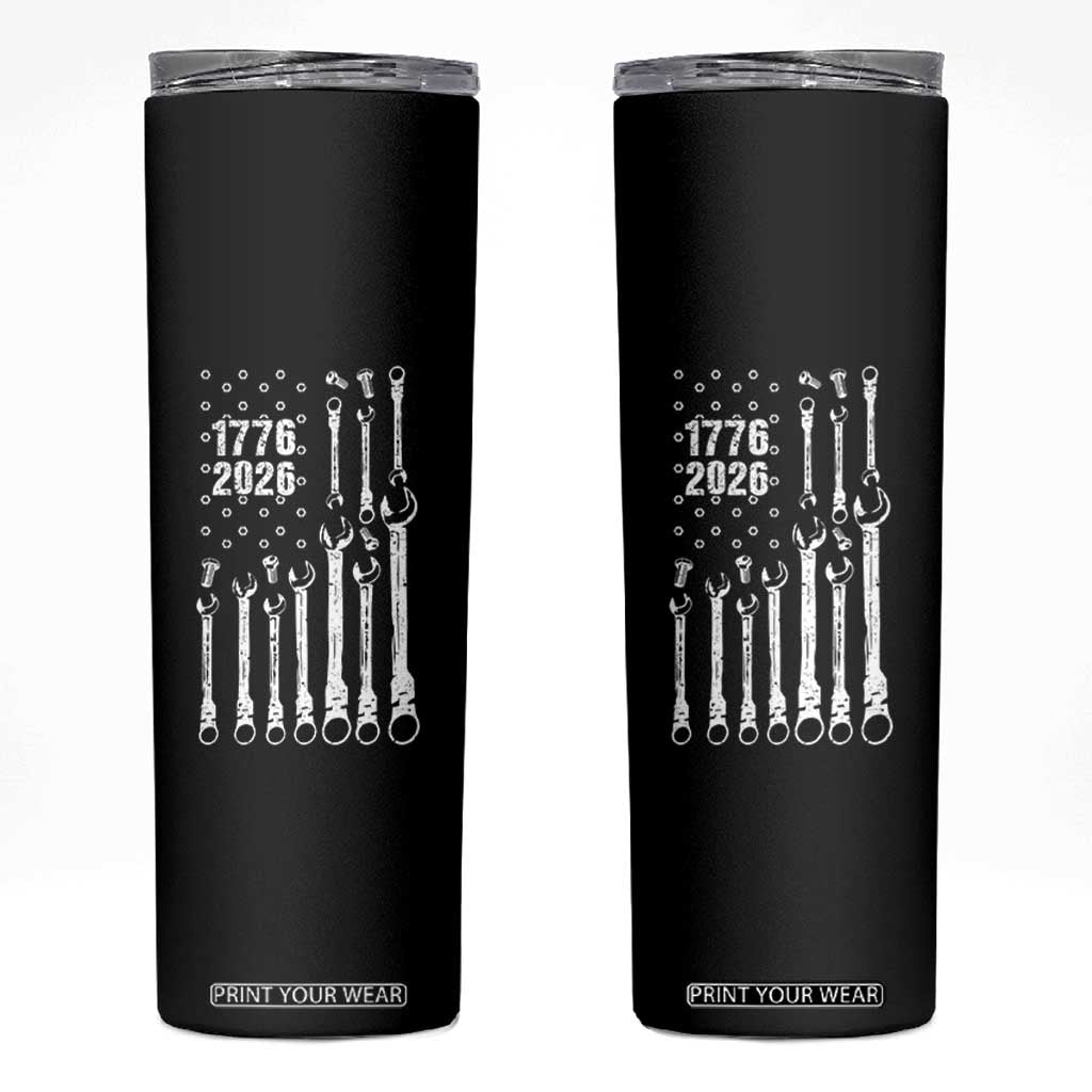 Patriotic Mechanic Gift Skinny Tumbler American Flag Automotive Lover TS12 Black Print Your Wear
