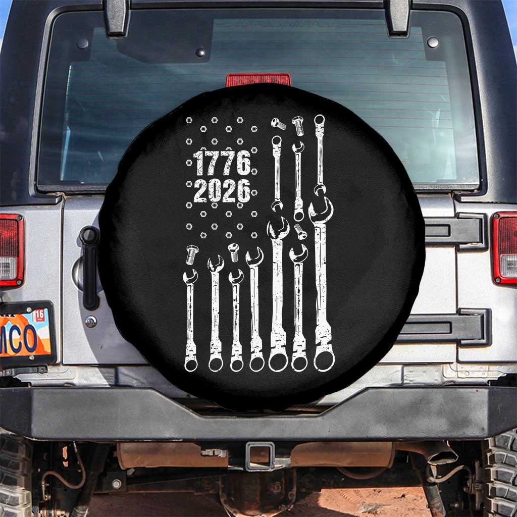 Patriotic Mechanic Gift Spare Tire Cover American Flag Automotive Lover TS12 No hole Black Print Your Wear