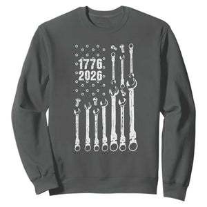 Patriotic Mechanic Gift Sweatshirt American Flag Automotive Lover TS12 Dark Heather Print Your Wear
