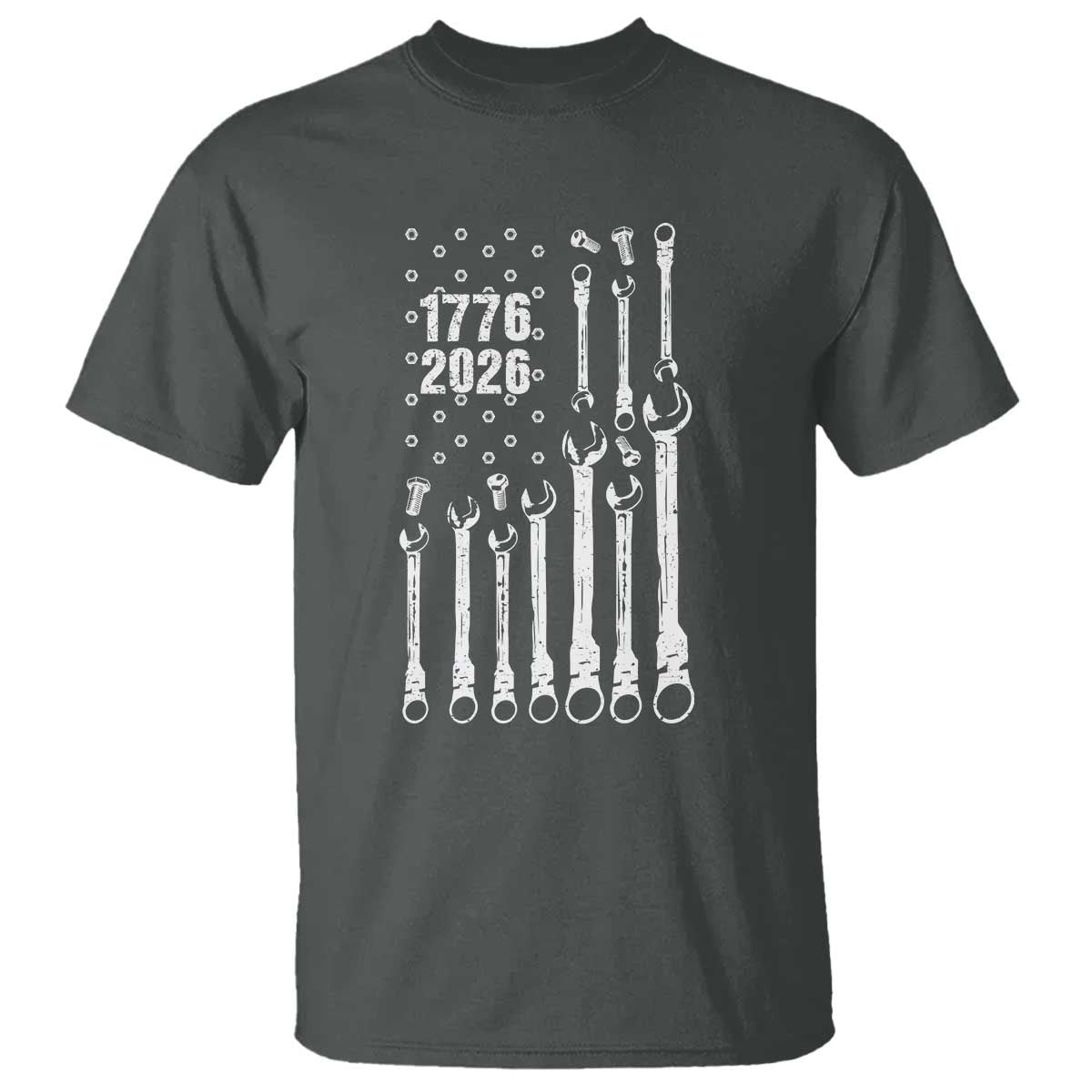 Patriotic Mechanic Gift T Shirt American Flag Automotive Lover TS12 Dark Heather Print Your Wear