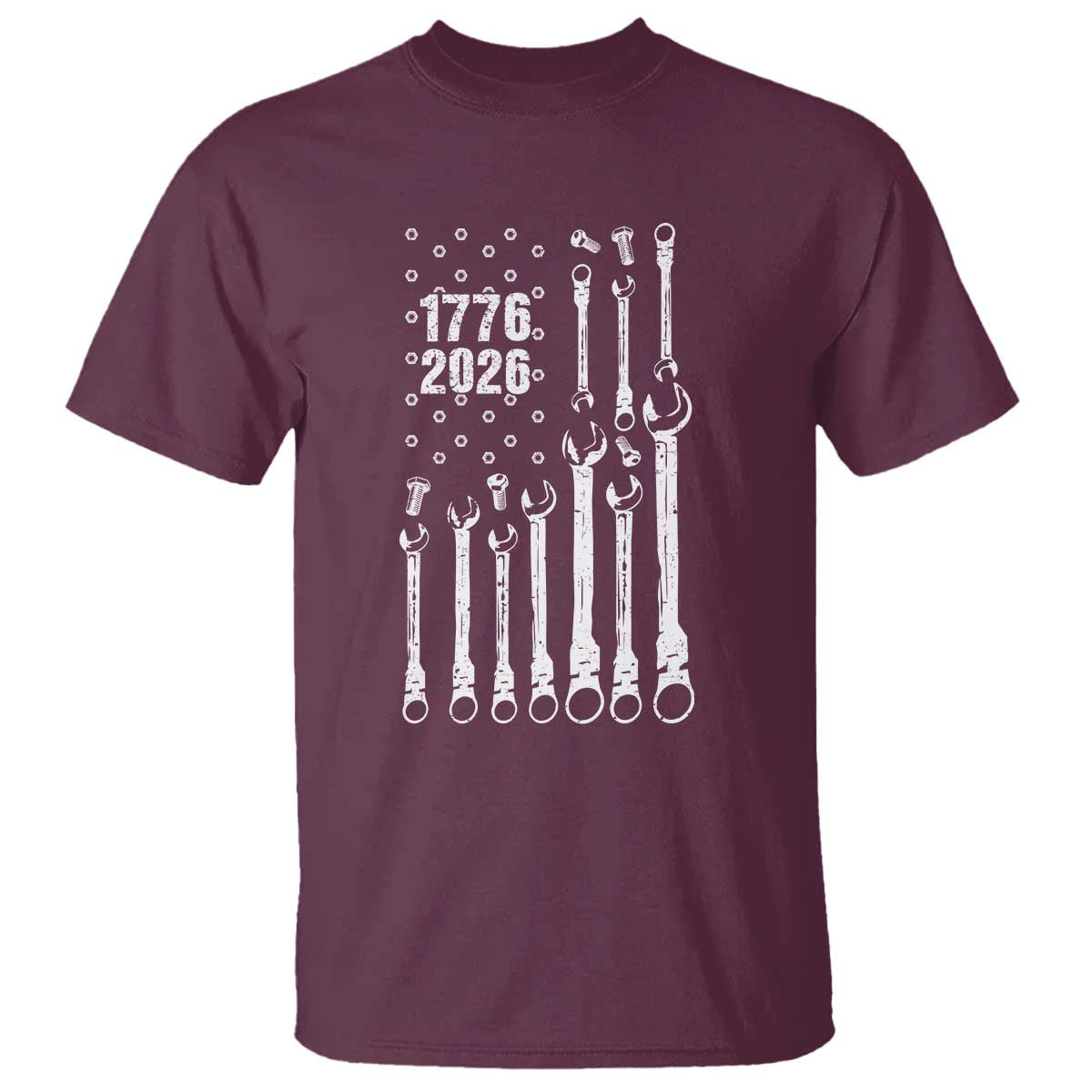 Patriotic Mechanic Gift T Shirt American Flag Automotive Lover TS12 Maroon Print Your Wear