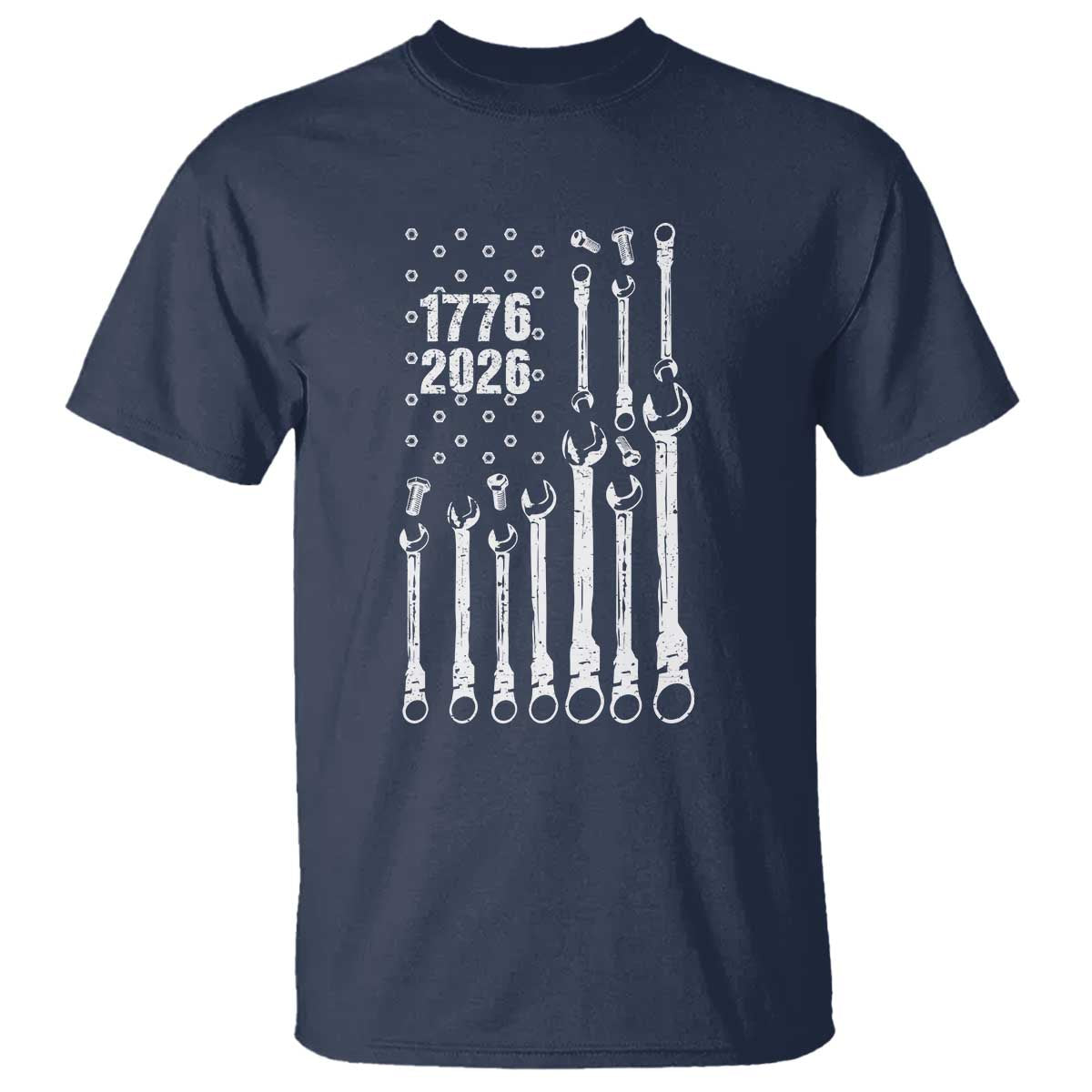 Patriotic Mechanic Gift T Shirt American Flag Automotive Lover TS12 Navy Print Your Wear