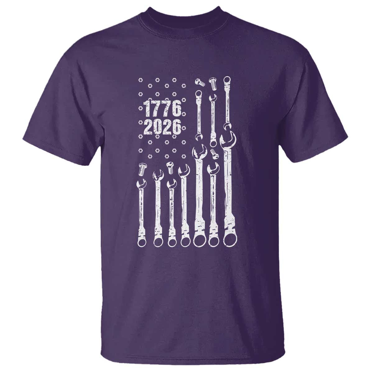 Patriotic Mechanic Gift T Shirt American Flag Automotive Lover TS12 Purple Print Your Wear
