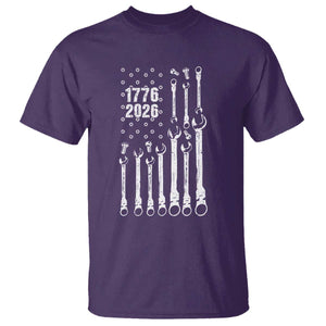 Patriotic Mechanic Gift T Shirt American Flag Automotive Lover TS12 Purple Print Your Wear