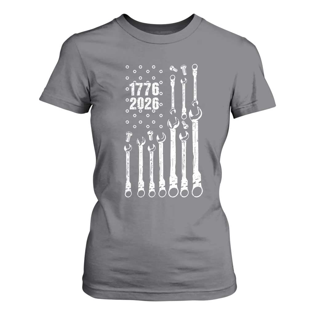 Patriotic Mechanic Gift T Shirt For Women American Flag Automotive Lover TS12 Charcoal Print Your Wear