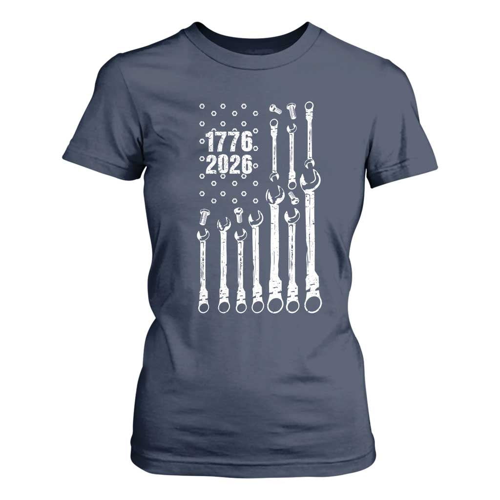 Patriotic Mechanic Gift T Shirt For Women American Flag Automotive Lover TS12 Navy Print Your Wear