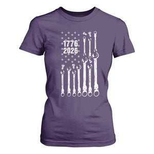 Patriotic Mechanic Gift T Shirt For Women American Flag Automotive Lover TS12 Purple Print Your Wear