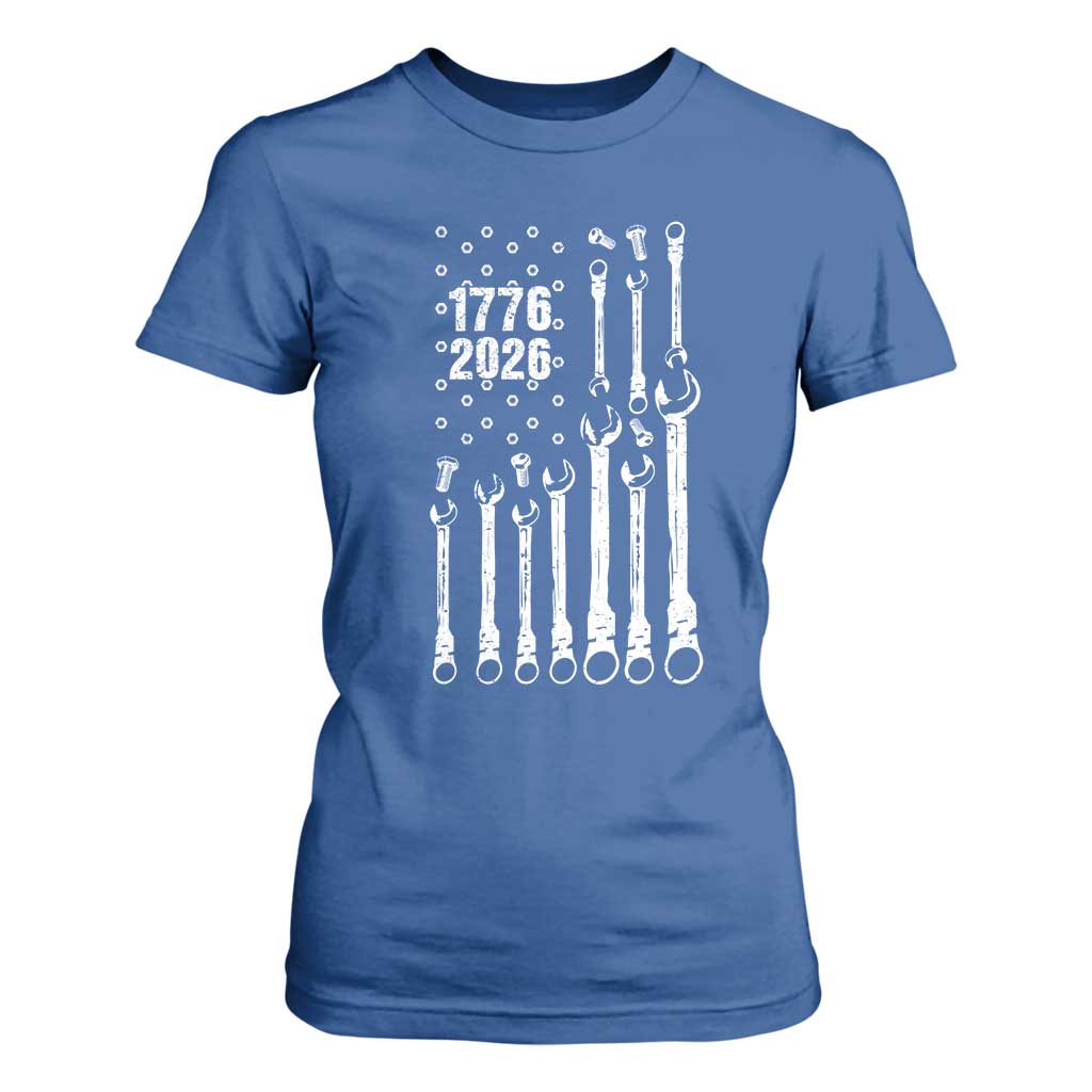 Patriotic Mechanic Gift T Shirt For Women American Flag Automotive Lover TS12 Royal Blue Print Your Wear