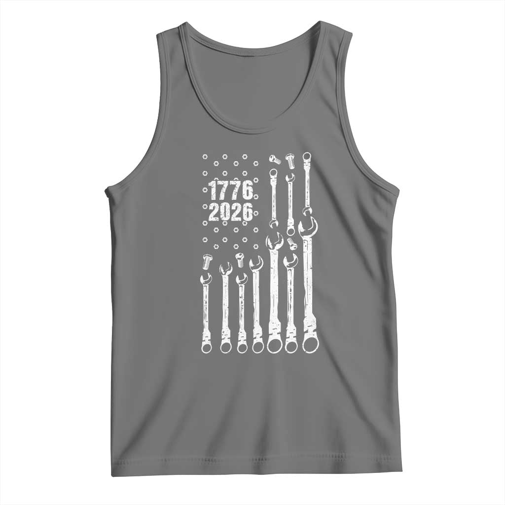 Patriotic Mechanic Gift Tank Top American Flag Automotive Lover TS12 Black Heather Print Your Wear