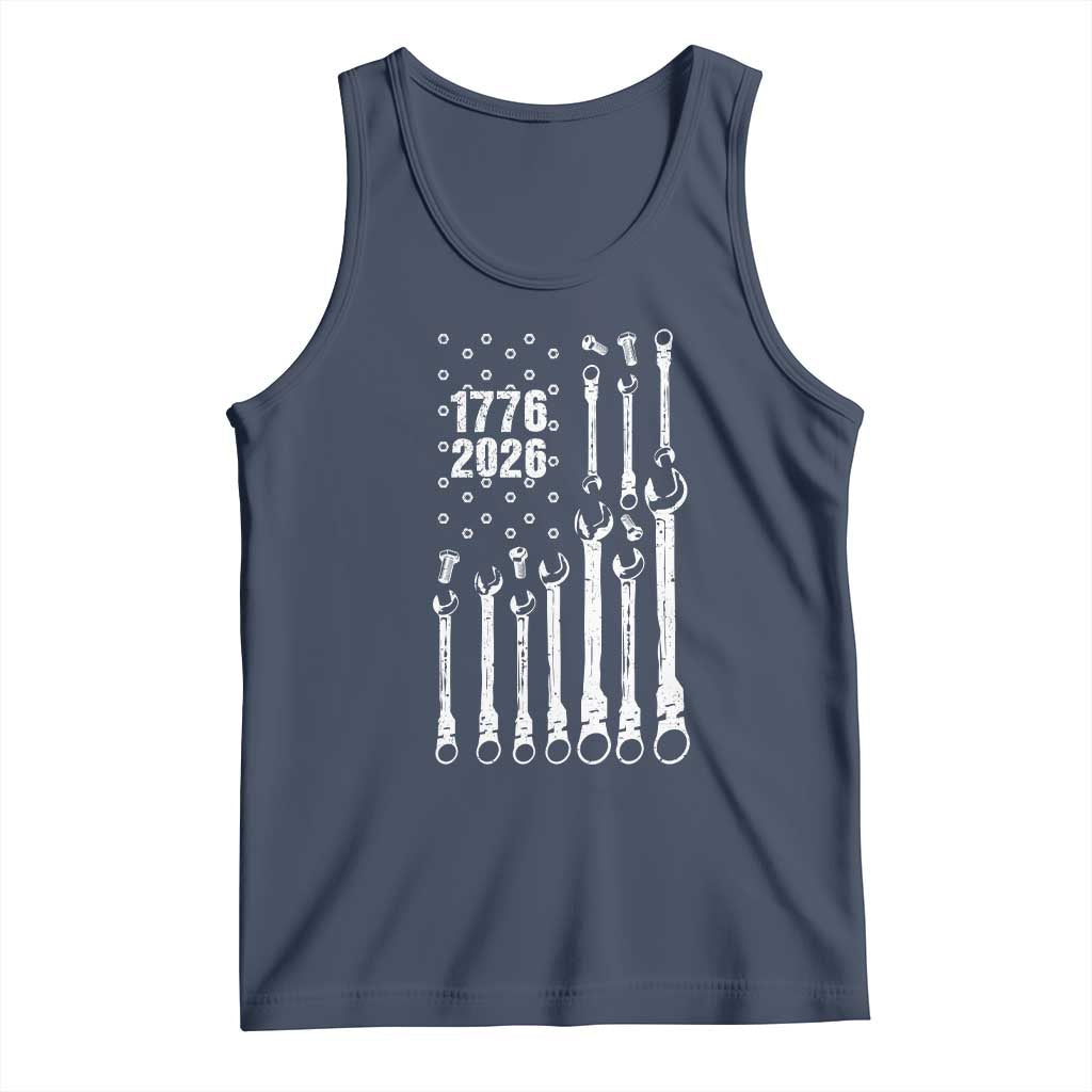 Patriotic Mechanic Gift Tank Top American Flag Automotive Lover TS12 Navy Print Your Wear