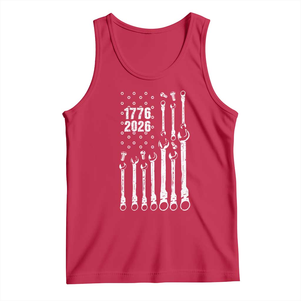 Patriotic Mechanic Gift Tank Top American Flag Automotive Lover TS12 Red Print Your Wear