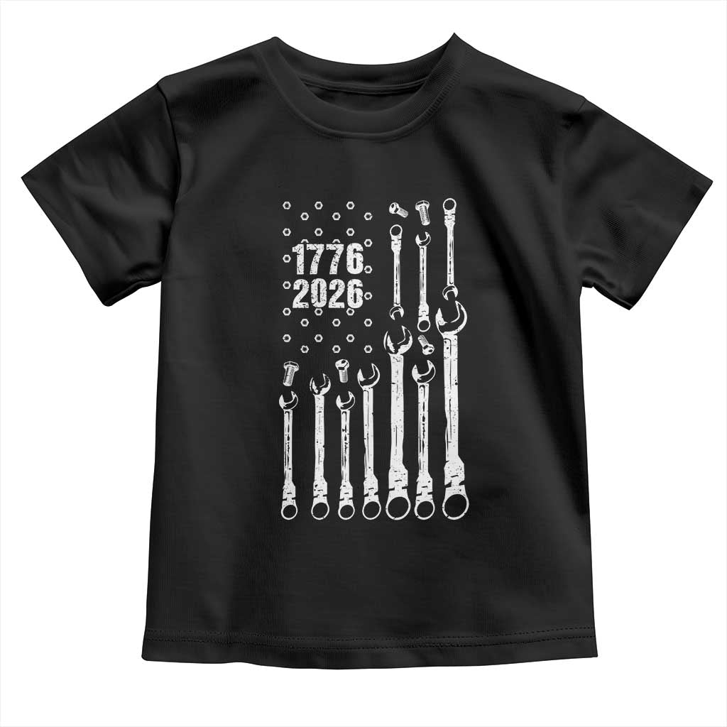 Patriotic Mechanic Gift Toddler T Shirt American Flag Automotive Lover TS12 Black Print Your Wear