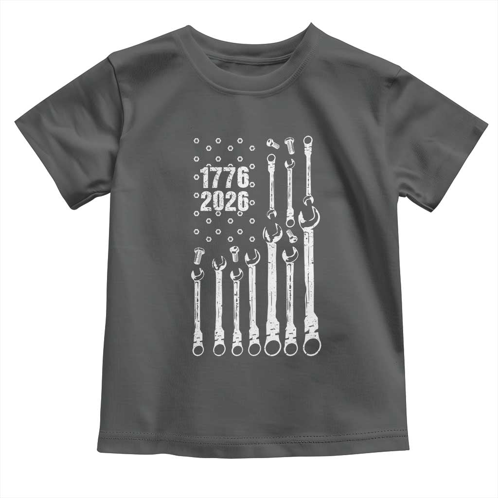 Patriotic Mechanic Gift Toddler T Shirt American Flag Automotive Lover TS12 Dark Heather Print Your Wear