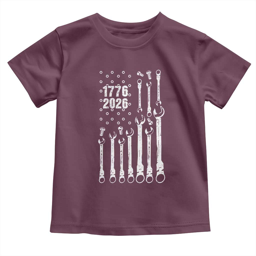 Patriotic Mechanic Gift Toddler T Shirt American Flag Automotive Lover TS12 Maroon Print Your Wear