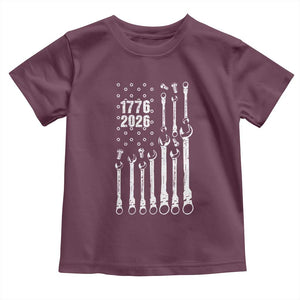 Patriotic Mechanic Gift Toddler T Shirt American Flag Automotive Lover TS12 Maroon Print Your Wear