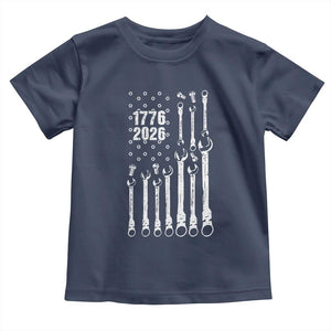 Patriotic Mechanic Gift Toddler T Shirt American Flag Automotive Lover TS12 Navy Print Your Wear