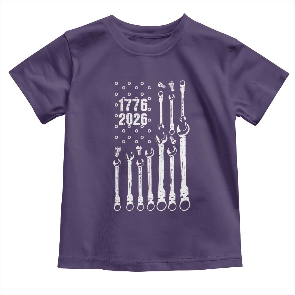 Patriotic Mechanic Gift Toddler T Shirt American Flag Automotive Lover TS12 Purple Print Your Wear