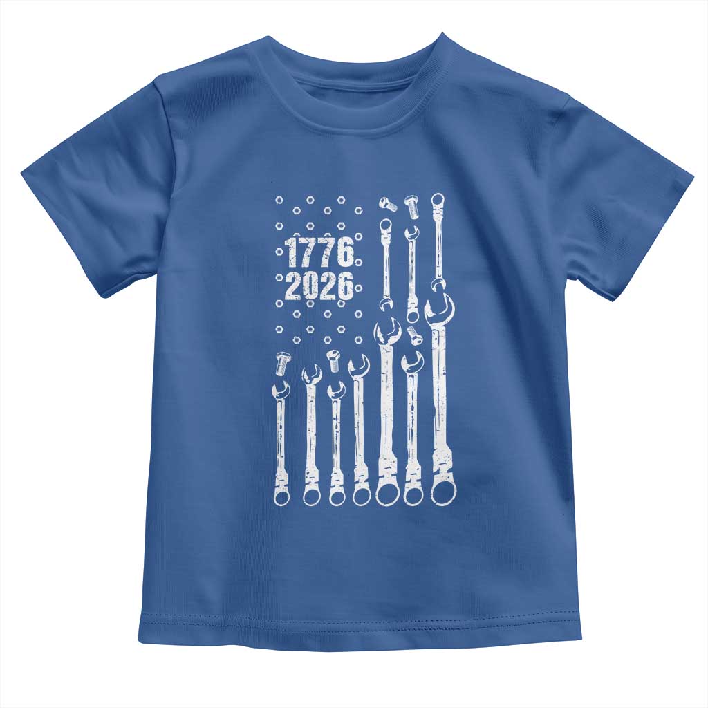 Patriotic Mechanic Gift Toddler T Shirt American Flag Automotive Lover TS12 Royal Blue Print Your Wear