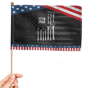 Mechanic Gift Patriotic Handheld Flag American Flag Automotive Lover TS12 Distressed 8.2" × 5.5" Black Blue Print Your Wear