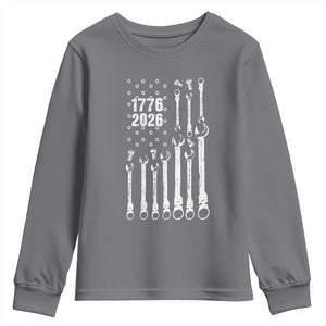 Patriotic Mechanic Gift Youth Sweatshirt American Flag Automotive Lover TS12 Charcoal Print Your Wear