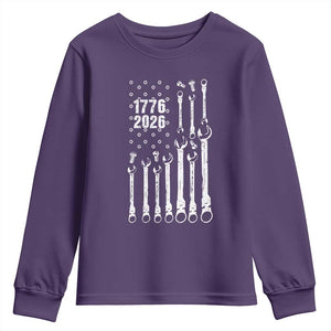 Patriotic Mechanic Gift Youth Sweatshirt American Flag Automotive Lover TS12 Purple Print Your Wear