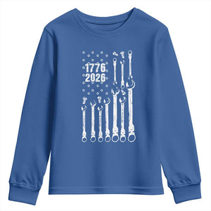 Patriotic Mechanic Gift Youth Sweatshirt American Flag Automotive Lover TS12 Royal Blue Print Your Wear