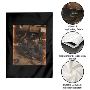 Bigfoot Mechanic Meme Garden Flag Funny Sasquatch Fixing Cars TS12 Print Your Wear