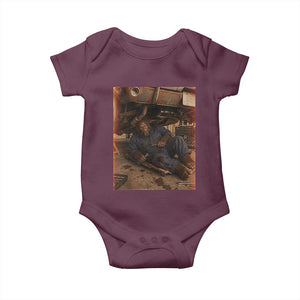 Bigfoot Mechanic Meme Baby Onesie Funny Sasquatch Fixing Cars TS12 Maroon Print Your Wear