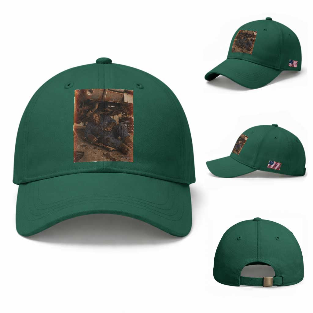 Bigfoot Mechanic Meme Baseball Cap Funny Sasquatch Fixing Cars TS12 Baseball Cap Universal Fit Irish Green Print Your Wear