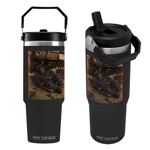 Bigfoot Mechanic Meme Flip Straw Tumbler Funny Sasquatch Fixing Cars TS12 One Size: 30 oz Black Print Your Wear