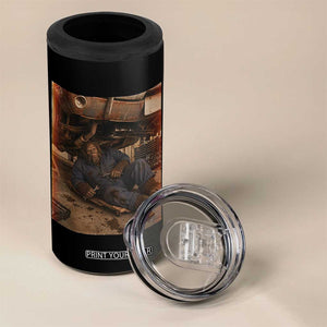 Bigfoot Mechanic Meme 4 in 1 Can Cooler Tumbler Funny Sasquatch Fixing Cars TS12 Print Your Wear