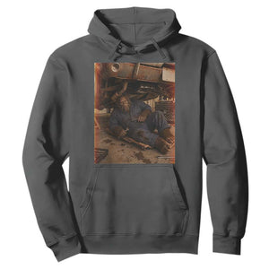 Bigfoot Mechanic Meme Hoodie Funny Sasquatch Fixing Cars TS12 Dark Heather Print Your Wear