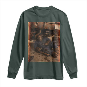 Bigfoot Mechanic Meme Long Sleeve Shirt Funny Sasquatch Fixing Cars TS12 Dark Forest Green Print Your Wear