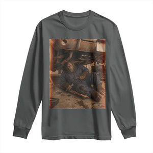 Bigfoot Mechanic Meme Long Sleeve Shirt Funny Sasquatch Fixing Cars TS12 Dark Heather Print Your Wear