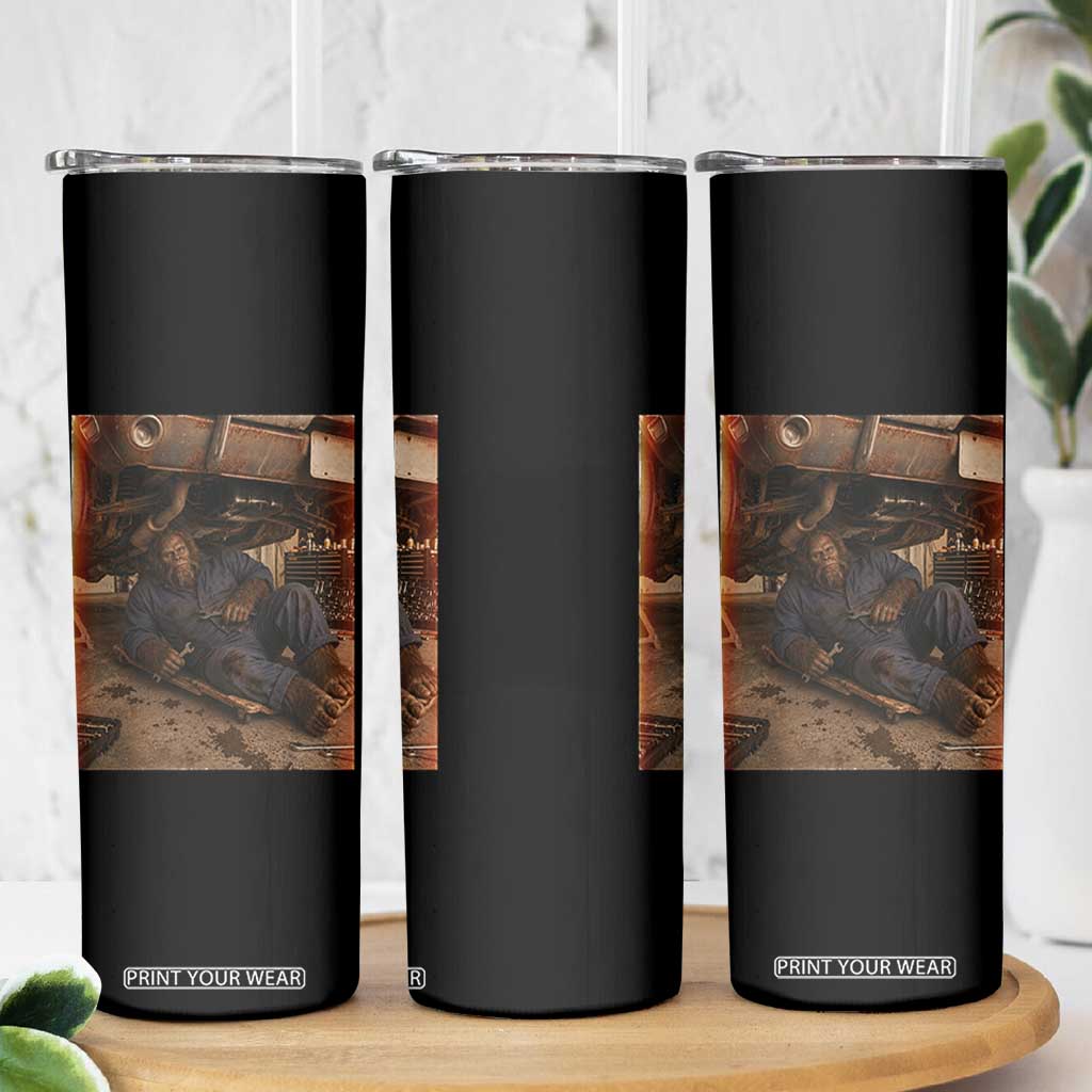 Bigfoot Mechanic Meme Skinny Tumbler Funny Sasquatch Fixing Cars TS12 Print Your Wear