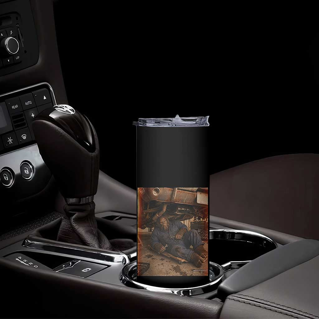 Bigfoot Mechanic Meme Skinny Tumbler Funny Sasquatch Fixing Cars TS12 Print Your Wear