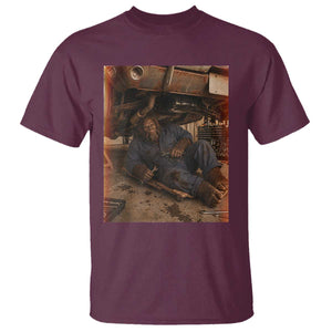 Bigfoot Mechanic Meme T Shirt Funny Sasquatch Fixing Cars TS12 Maroon Print Your Wear