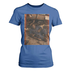 Bigfoot Mechanic Meme T Shirt For Women Funny Sasquatch Fixing Cars TS12 Royal Blue Print Your Wear