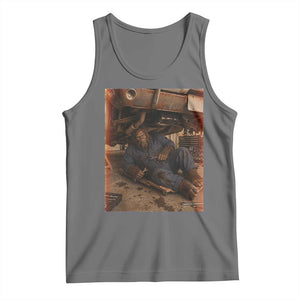Bigfoot Mechanic Meme Tank Top Funny Sasquatch Fixing Cars TS12 Black Heather Print Your Wear