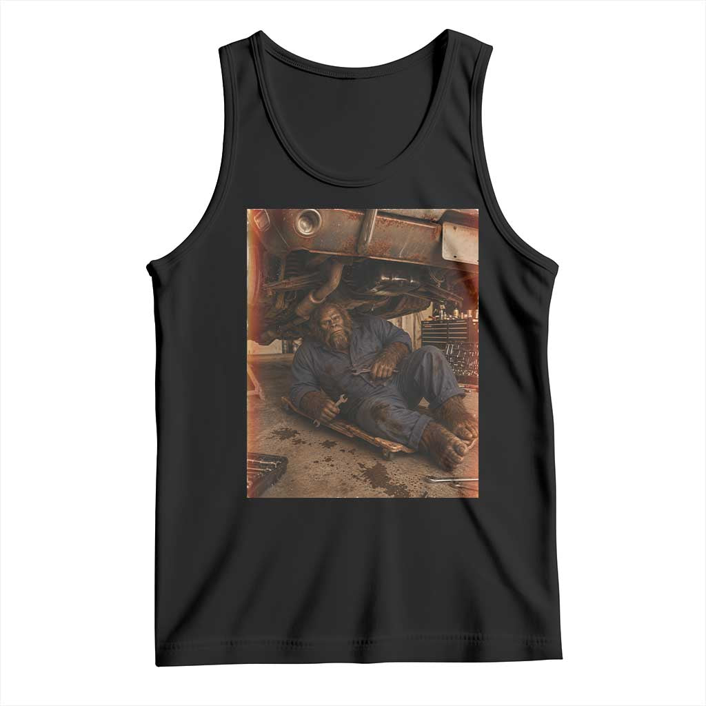 Bigfoot Mechanic Meme Tank Top Funny Sasquatch Fixing Cars TS12 Black Print Your Wear