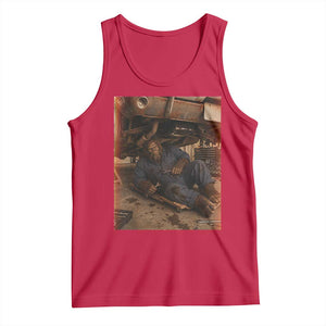 Bigfoot Mechanic Meme Tank Top Funny Sasquatch Fixing Cars TS12 Red Print Your Wear