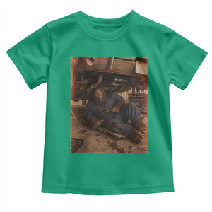 Bigfoot Mechanic Meme Toddler T Shirt Funny Sasquatch Fixing Cars TS12 Irish Green Print Your Wear
